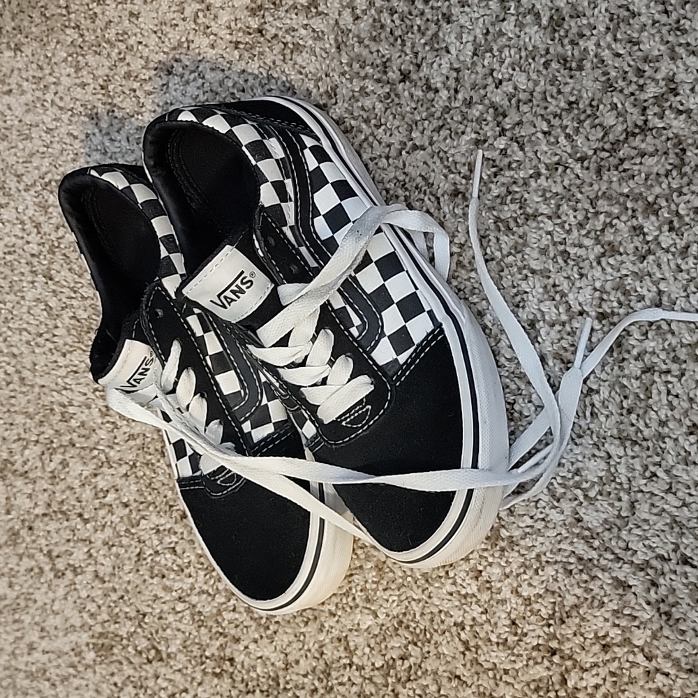 Vans "Off The Wall" Youth 2  #508731 Black & White Checkered Tie Shoes